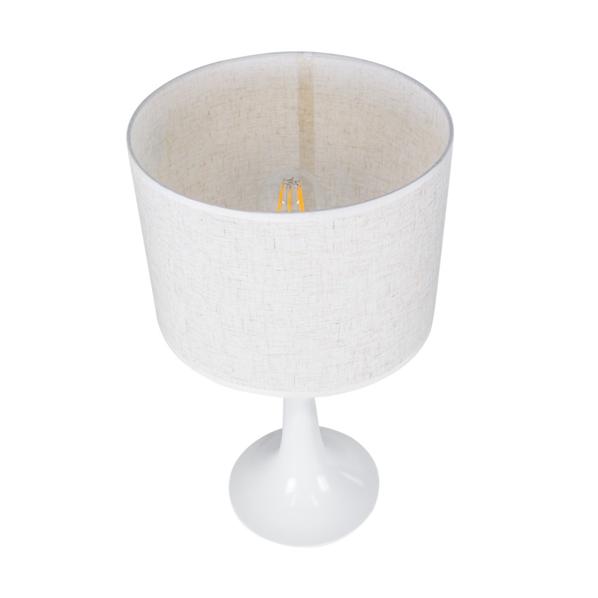 AMBROSIA  Μοντέρνο Επιτραπέζιο Φωτιστικό Πορτατίφ Μονόφωτο 1 x E27 IP20 Λευκό Μέταλλo με Λευκό Ύφασμα - Μ25 x Π25 x Υ46cm