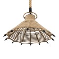 OZERO  Boho Κρεμαστό Φωτιστικό Καμπάνα Μονόφωτο 1 x E27 IP20 Μπεζ Σχοινί - Μ41 x Π41 x Y28cm