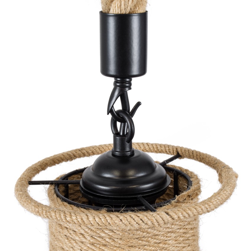 OZERO  Boho Κρεμαστό Φωτιστικό Καμπάνα Μονόφωτο 1 x E27 IP20 Μπεζ Σχοινί - Μ41 x Π41 x Y28cm