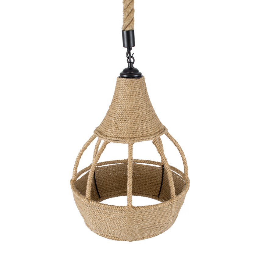 KUBRIC  Boho Κρεμαστό Φωτιστικό Καμπάνα Μονόφωτο 1 x E27 IP20 Μπεζ Σχοινί - Μ30 x Π30 x Y40cm