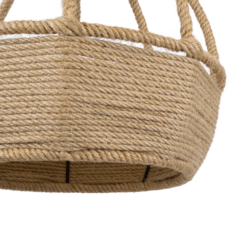 KUBRIC  Boho Κρεμαστό Φωτιστικό Καμπάνα Μονόφωτο 1 x E27 IP20 Μπεζ Σχοινί - Μ30 x Π30 x Y40cm