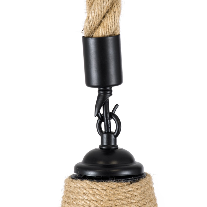 KUBRIC  Boho Κρεμαστό Φωτιστικό Καμπάνα Μονόφωτο 1 x E27 IP20 Μπεζ Σχοινί - Μ30 x Π30 x Y40cm