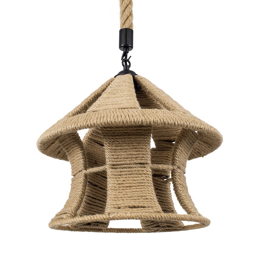 SOLITARIO  Boho Κρεμαστό Φωτιστικό Φιγούρα Μονόφωτο 1 x E27 IP20 Μπεζ Σχοινί -Μ36 x Π36 x Y30cm