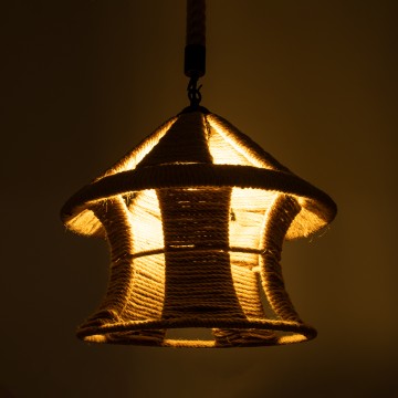 SOLITARIO  Boho Κρεμαστό Φωτιστικό Φιγούρα Μονόφωτο 1 x E27 IP20 Μπεζ Σχοινί -Μ36 x Π36 x Y30cm