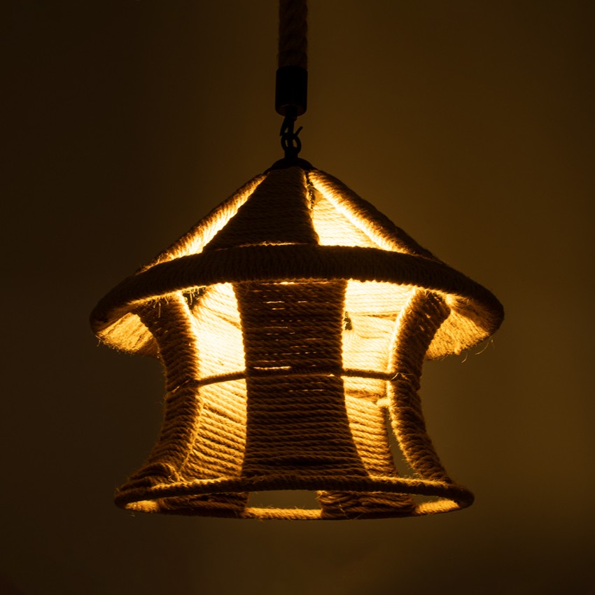 SOLITARIO  Boho Κρεμαστό Φωτιστικό Φιγούρα Μονόφωτο 1 x E27 IP20 Μπεζ Σχοινί -Μ36 x Π36 x Y30cm