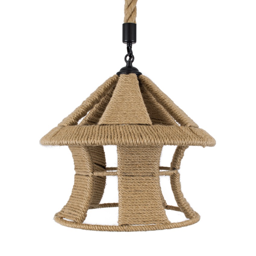 SOLITARIO  Boho Κρεμαστό Φωτιστικό Φιγούρα Μονόφωτο 1 x E27 IP20 Μπεζ Σχοινί -Μ36 x Π36 x Y30cm