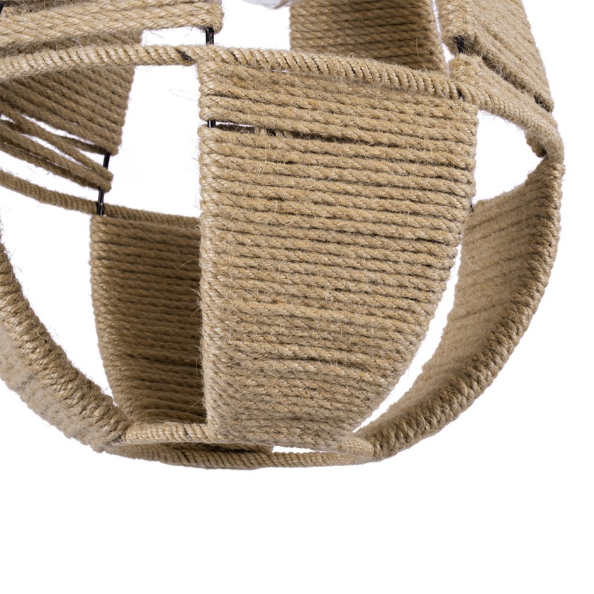 POLIA  Boho Κρεμαστό Φωτιστικό Πλέγμα Μονόφωτο 1 x E27 IP20 Μπεζ Σχοινί - Μ30 x Π30 x Y42cm