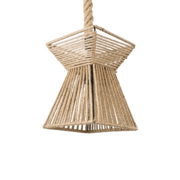 ROUGE  Boho Κρεμαστό Φωτιστικό Πλέγμα Μονόφωτο 1 x E27 IP20 Μπεζ Σχοινί - Μ21 x Π21 x Y27cm