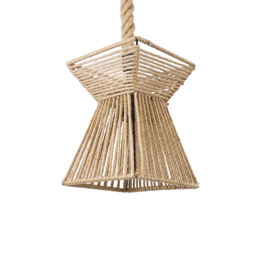 ROUGE  Boho Κρεμαστό Φωτιστικό Πλέγμα Μονόφωτο 1 x E27 IP20 Μπεζ Σχοινί - Μ21 x Π21 x Y27cm