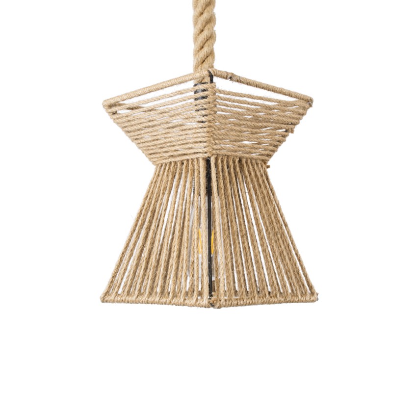 ROUGE  Boho Κρεμαστό Φωτιστικό Πλέγμα Μονόφωτο 1 x E27 IP20 Μπεζ Σχοινί - Μ21 x Π21 x Y27cm