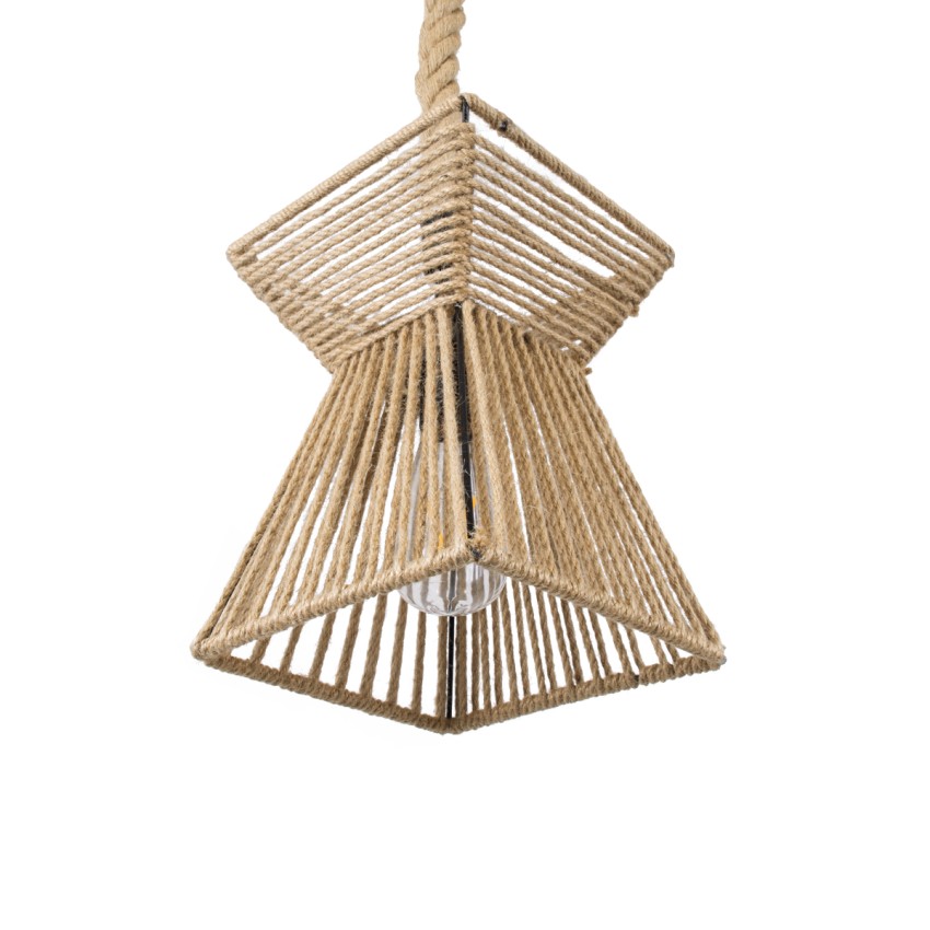 ROUGE  Boho Κρεμαστό Φωτιστικό Πλέγμα Μονόφωτο 1 x E27 IP20 Μπεζ Σχοινί - Μ21 x Π21 x Y27cm
