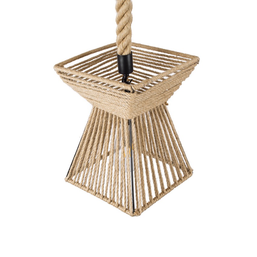 ROUGE  Boho Κρεμαστό Φωτιστικό Πλέγμα Μονόφωτο 1 x E27 IP20 Μπεζ Σχοινί - Μ21 x Π21 x Y27cm