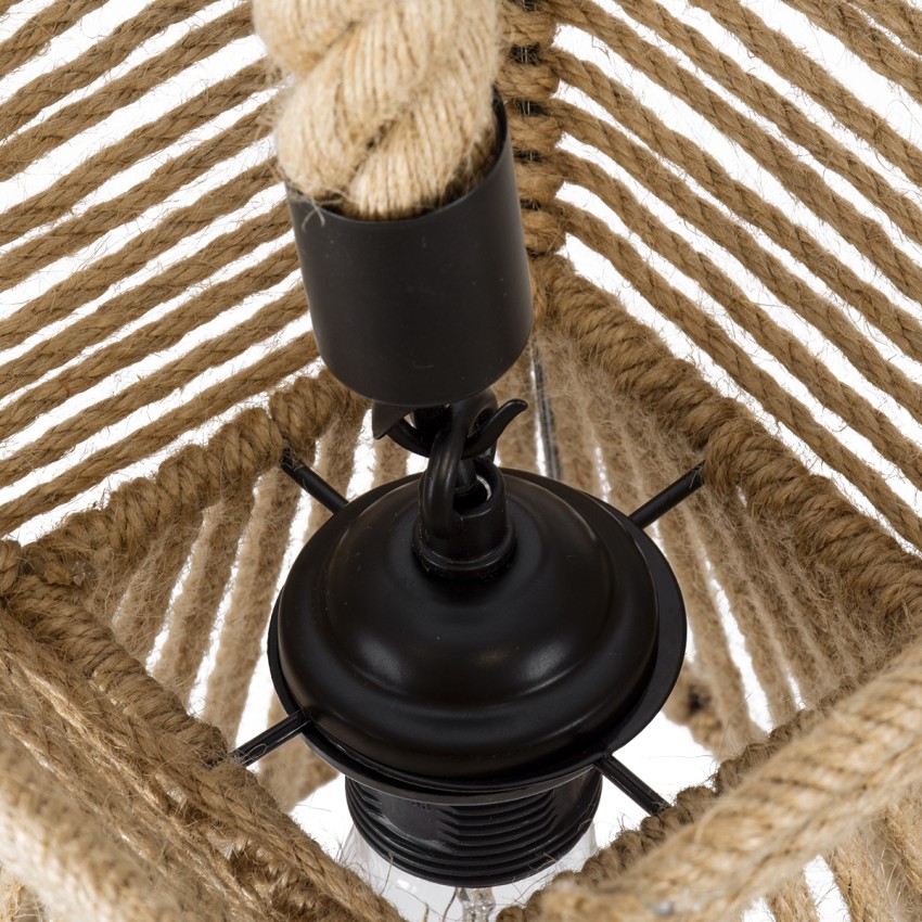 ROUGE  Boho Κρεμαστό Φωτιστικό Πλέγμα Μονόφωτο 1 x E27 IP20 Μπεζ Σχοινί - Μ21 x Π21 x Y27cm