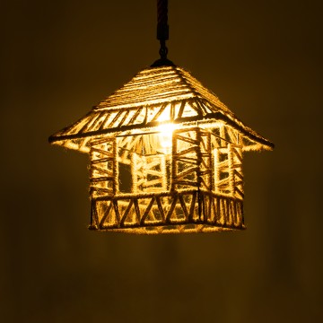 SPIKY  Boho Κρεμαστό Φωτιστικό Φιγούρα Μονόφωτο 1 x E27 IP20 Μπεζ Σχοινί - Μ43 x Π43 x Y28cm