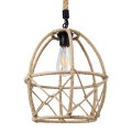 TELAN  Vintage Κρεμαστό Φωτιστικό Πλέγμα Μονόφωτο 1 x E27 IP20 Μπεζ Σχοινί - Μ30 x Π30 x Υ38cm