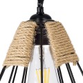 CONICAL  Vintage Κρεμαστό Φωτιστικό Πλέγμα Μονόφωτο 1 x E27 IP20 Μαύρο Μέταλλο με Μπεζ Σχοινί - Μ30 x Π30 x Υ40cm