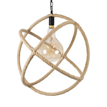 BELLE  Vintage Κρεμαστό Φωτιστικό Πλέγμα Μονόφωτο 1 x E27 IP20 Μπεζ Σχοινί - Μ56 x Π56 x Y58cm