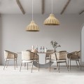 MAYOTTE  Boho Κρεμαστό Φωτιστικό Καμπάνα Μονόφωτο 1 x E27 IP20 Μπεζ Ξύλο - Μ40 x Π40 x Υ28cm