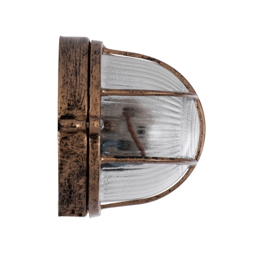 GLOBOSTAR® BOATLIGHT  Vintage Φωτιστικό Καραβοχελώνα Τοίχου & Οροφής με Ντουί 1 x E27 AC 220-240V Αδιάβροχο IP65 - Χάλκινο Εφέ Σκουριάς Ματ - Μ21 x Π10.4 x Υ9cm