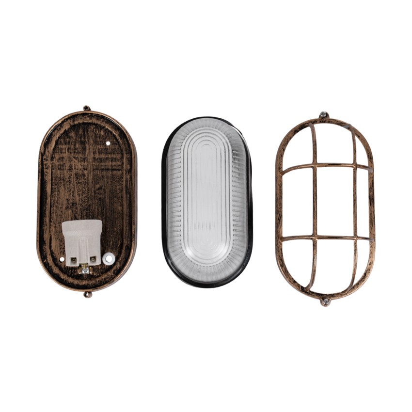GLOBOSTAR® BOATLIGHT  Vintage Φωτιστικό Καραβοχελώνα Τοίχου & Οροφής με Ντουί 1 x E27 AC 220-240V Αδιάβροχο IP65 - Χάλκινο Εφέ Σκουριάς Ματ - Μ21 x Π10.4 x Υ9cm