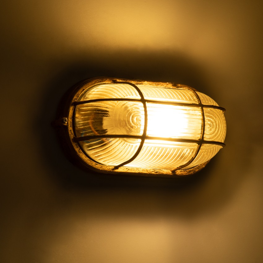 GLOBOSTAR® BOATLIGHT  Vintage Φωτιστικό Καραβοχελώνα Τοίχου & Οροφής με Ντουί 1 x E27 AC 220-240V Αδιάβροχο IP65 - Χάλκινο Εφέ Σκουριάς Ματ - Μ21 x Π10.4 x Υ9cm