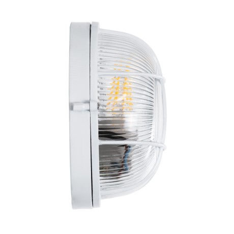 GLOBOSTAR® BOATLIGHT  Vintage Φωτιστικό Καραβοχελώνα Τοίχου & Οροφής με Ντουί 1 x E27 AC 220-240V Αδιάβροχο IP65 - Λευκό Ματ - Μ17.5 x Π17.5 x Υ9cm