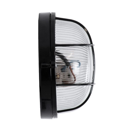 GLOBOSTAR® BOATLIGHT  Vintage Φωτιστικό Καραβοχελώνα Τοίχου & Οροφής με Ντουί 1 x E27 AC 220-240V Αδιάβροχο IP65 - Μαύρο Ματ - Μ17.5 x Π17.5 x Υ9cm
