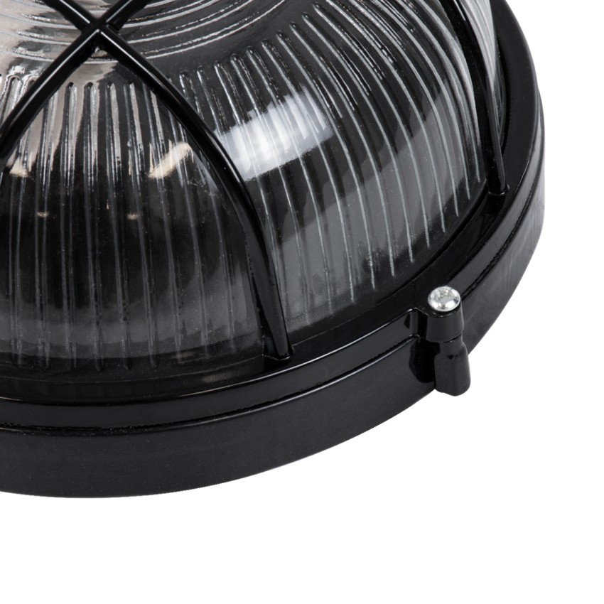 GLOBOSTAR® BOATLIGHT  Vintage Φωτιστικό Καραβοχελώνα Τοίχου & Οροφής με Ντουί 1 x E27 AC 220-240V Αδιάβροχο IP65 - Μαύρο Ματ - Μ17.5 x Π17.5 x Υ9cm