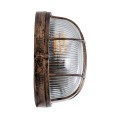 GLOBOSTAR® BOATLIGHT  Vintage Φωτιστικό Καραβοχελώνα Τοίχου & Οροφής με Ντουί 1 x E27 AC 220-240V Αδιάβροχο IP65 - Χάλκινο Εφέ Σκουριάς Ματ - Μ17.5 x Π17.5 x Υ9cm
