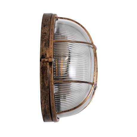 GLOBOSTAR® BOATLIGHT  Vintage Φωτιστικό Καραβοχελώνα Τοίχου & Οροφής με Ντουί 2 x E27 AC 220-240V Αδιάβροχο IP65 - Χάλκινο Παλαιωμένο Εφέ Σκουριάς Ματ - Μ24 x Π24 x Υ11cm