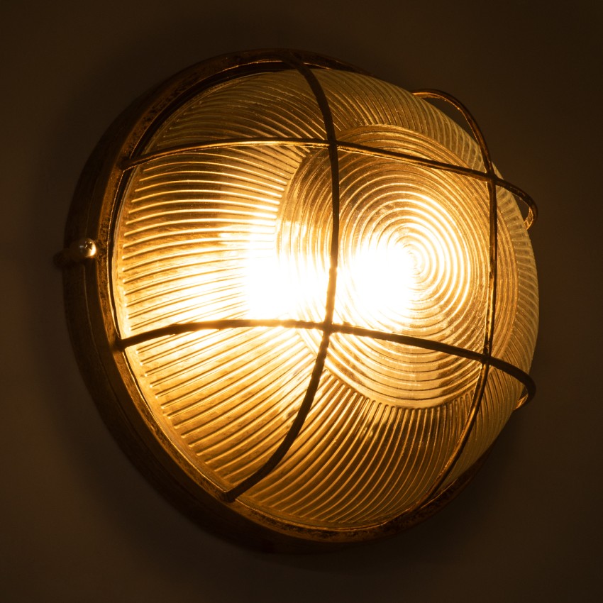 GLOBOSTAR® BOATLIGHT  Vintage Φωτιστικό Καραβοχελώνα Τοίχου & Οροφής με Ντουί 2 x E27 AC 220-240V Αδιάβροχο IP65 - Χάλκινο Παλαιωμένο Εφέ Σκουριάς Ματ - Μ24 x Π24 x Υ11cm