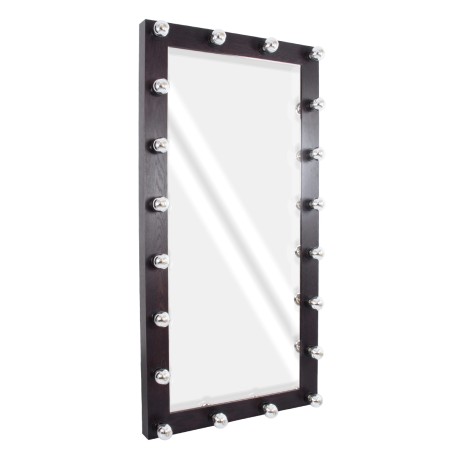 MAKEUP  Μοντέρνος Καθρέπτης Μακιγιάζ με Πλαίσιο Φυσικού Ξύλου με Διακόπτη On/Off 20 x E27 AC220-240V - Μ80 x Π7 x Υ160cm - Καφέ Wenge