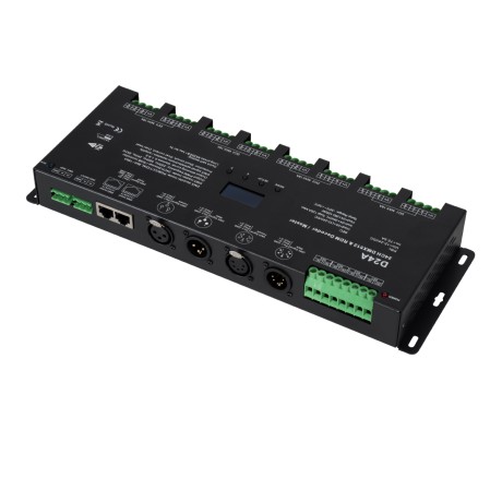 GLOBOSTAR® SKYDANCE-D24A  DC DMX Master Dimmer / Controller / Decoder Υψηλής Ταχύτητας με 24 x 3A 72W Κανάλια DC 12-24V 72.5A 1740W Max IP20 - DMX512 & RDM - Μ16.7 x Π5 x Υ2.4cm