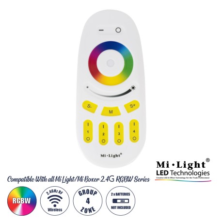 FUT096 Mi-Light Ασύρματο Χειριστήριο Αφής RF 2.4Ghz 4 Group για όλα τα RGBW Mi-BOXER Controller DC 3V 2 x AAA - IP20 Λευκό Μ12 x Π5.4 x Υ2cm