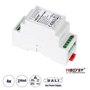 GLOBOSTAR® MiBOXER-DL-POW1  DC DALI BUS Τροφοδοτικό/Μετασχηματιστής SELV Ράγας με 2 x 125mA 2W Κανάλια AC 220-240V σε DC 16V 250mA 4W Max IP20 - DALI BUS - Μ9 x Π3.4 x Υ6cm