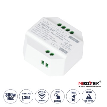 GLOBOSTAR® MiBOXER-TRI-C1  AC Triac RF 2.4Ghz & Push Dimmer με 1 x 1.36A 300W Κανάλι AC 220-240V 1.36A 300W Max IP20 - RF 2.4Ghz & Push Dimming - Μ5 x Π5 x Υ2.3cm