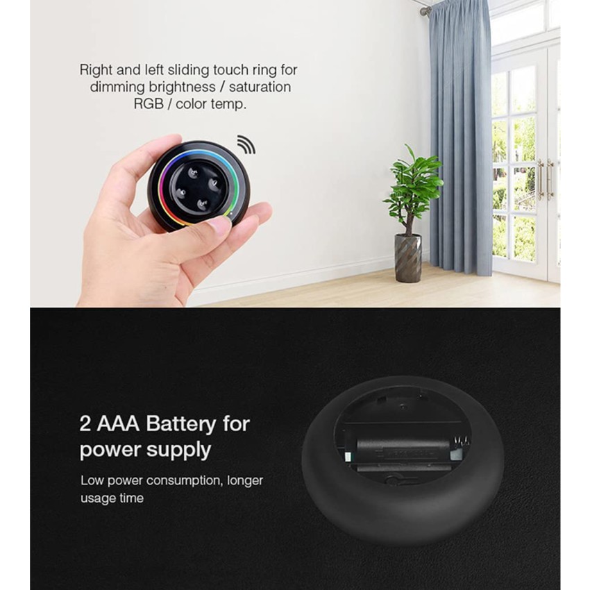S2-B Mi-Light Ασύρματο Χειριστήριο Αφής RF 2.4Ghz για όλα τα RGBW+WW Mi-BOXER Controller DC 3V 2 x AAA - IP20 Μαύρο Φ7 x Υ2.5cm