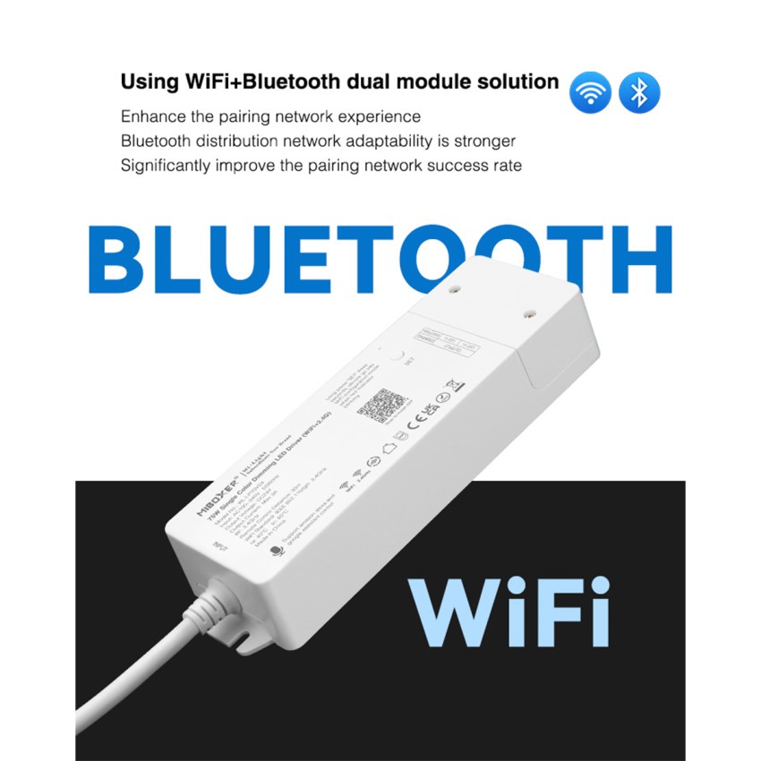 WL1-P75V24 Mi-BOXER DC Smart Wifi & RF 2.4Ghz & Push Dimming Power Supply Τροφοδοτικό SELV & Controller / Dimmer All in One AC100-240V σε DC 24V 1 x 3A 75W - Max 3A 75W - IP20 Μ19 x Π5.5 x Υ3.2cm