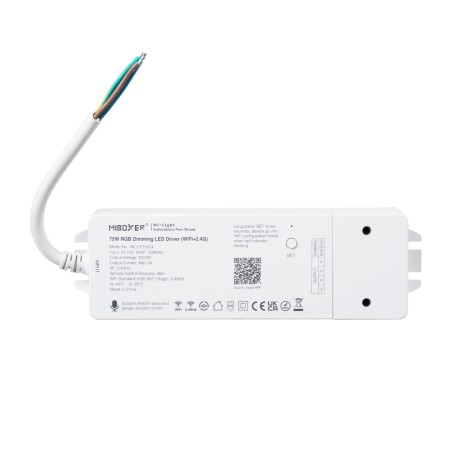 WL3-P75V24 Mi-BOXER DC Smart Wifi & RF 2.4Ghz & Push Dimming Power Supply Τροφοδοτικό SELV & Controller / Dimmer All in One 3 Καναλιών AC100-240V σε DC 24V 3 x 0.6A 14.4W - Max 3A 75W - IP20 RGB Μ19 x Π5.5 x Υ3.2cm