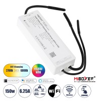 WP5-P150V24 Mi-BOXER DC Smart Wifi & RF 2.4Ghz & Push Dimming Power Supply Τροφοδοτικό SELV & Controller / Dimmer All in One 5 Καναλιών AC100-240V σε DC 24V 5 x 1.25A 30W - Max 6.25A 150W - Αδιάβροχο IP67 RGBW+WW Μ22.5 x Π7.3 x Υ3.5cm - 5
