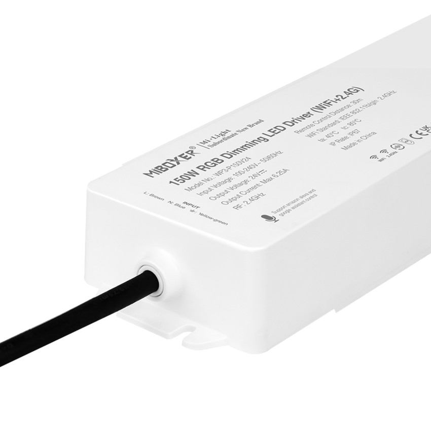 WP5-P150V24 Mi-BOXER DC Smart Wifi & RF 2.4Ghz & Push Dimming Power Supply Τροφοδοτικό SELV & Controller / Dimmer All in One 5 Καναλιών AC100-240V σε DC 24V 5 x 1.25A 30W - Max 6.25A 150W - Αδιάβροχο IP67 RGBW+WW Μ22.5 x Π7.3 x Υ3.5cm - 5