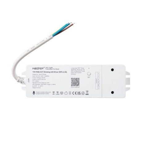 WL5-P75V24 Mi-BOXER DC Smart Wifi & RF 2.4Ghz Power Supply Τροφοδοτικό SELV & Controller / Dimmer All in One 5 Καναλιών AC100-240V σε DC 24V 5 x 0.6A 14.4W - Max 3A 75W - IP20 RGBW+WW Μ19 x Π5.5 x Υ3.2cm