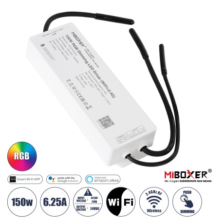 Smart Τροφοδοτικό LED RGB 24V 150W MiBoxer WiFi RF Controller Dimmer IP67