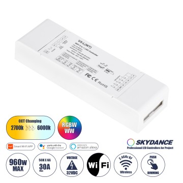 V5-L SKYDANCE DC WiFi & RF 2.4Ghz Dimmer High Speed Controller 5 Καναλιών DC 12-48V 5 x 6A 288W - Max 30A 1440W - IP20 Μ18 x Π5.7 x Υ2.8cm