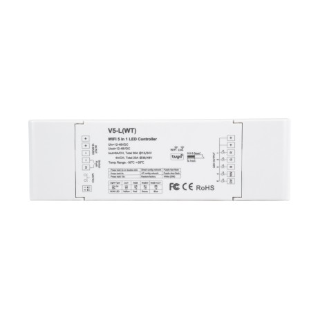 V5-L SKYDANCE DC WiFi & RF 2.4Ghz Dimmer High Speed Controller 5 Καναλιών DC 12-48V 5 x 6A 288W - Max 30A 1440W - IP20 Μ18 x Π5.7 x Υ2.8cm
