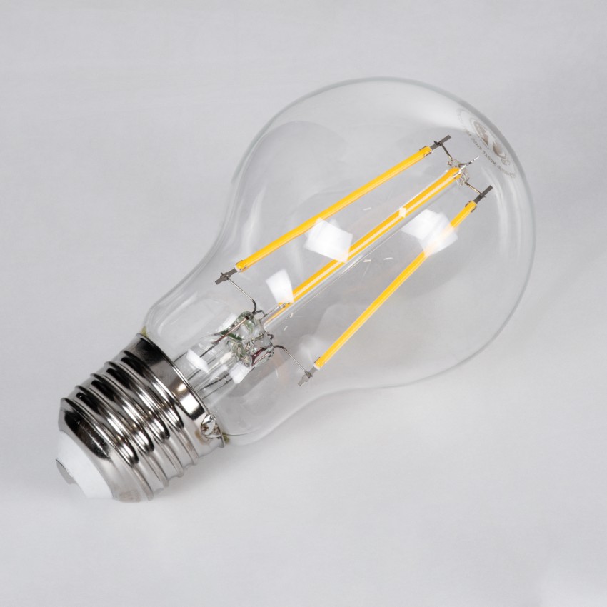 Λάμπα LED Long Filament E27 A60 Γλόμπος 10W 1000lm 360° AC 220-240V IP20 Φ6 x Υ10.5cm Θερμό Λευκό 2700K με Διάφανο Γυαλί - Dimmable
