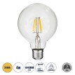 Λάμπα LED Long Filament E27 G95 Γλόμπος 4W 400lm 360° AC 220-240V IP20 Φ9.5 x Υ13.5cm Θερμό Λευκό 2700K με Διάφανο Γυαλί - Dimmable