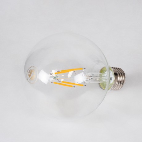 Λάμπα LED Long Filament E27 G95 Γλόμπος 4W 400lm 360° AC 220-240V IP20 Φ9.5 x Υ13.5cm Θερμό Λευκό 2700K με Διάφανο Γυαλί - Dimmable