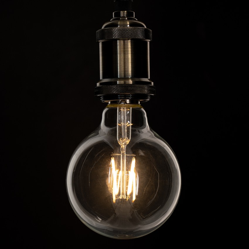 Λάμπα LED Long Filament E27 G95 Γλόμπος 4W 400lm 360° AC 220-240V IP20 Φ9.5 x Υ13.5cm Θερμό Λευκό 2700K με Διάφανο Γυαλί - Dimmable