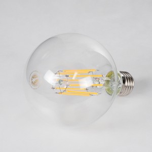 Λάμπα LED Long Filament E27 G95 Γλόμπος 12W 1200lm 360° AC 220-240V IP20 Φ9.5 x Υ13.5cm Θερμό Λευκό 2700K με Διάφανο Γυαλί - Dimmable